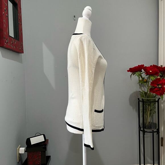 NEW Bebe Two Tone Contrast Boucle Knit Cardigan Sweater Colorblock Twin Set S - Picture 7 of 16